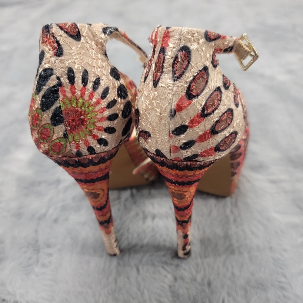 Betsey Johnson Heels Womens 7.5 Multicolor Bandit Platform Peep Toe Stiletto - Picture 3 of 14